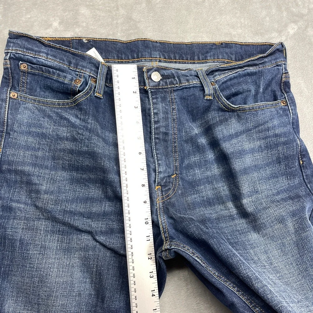 Levi's Jeans Mens 38x32 Blue Denim Faded Whiskered Stretch 527 Slim Bootcut Leg